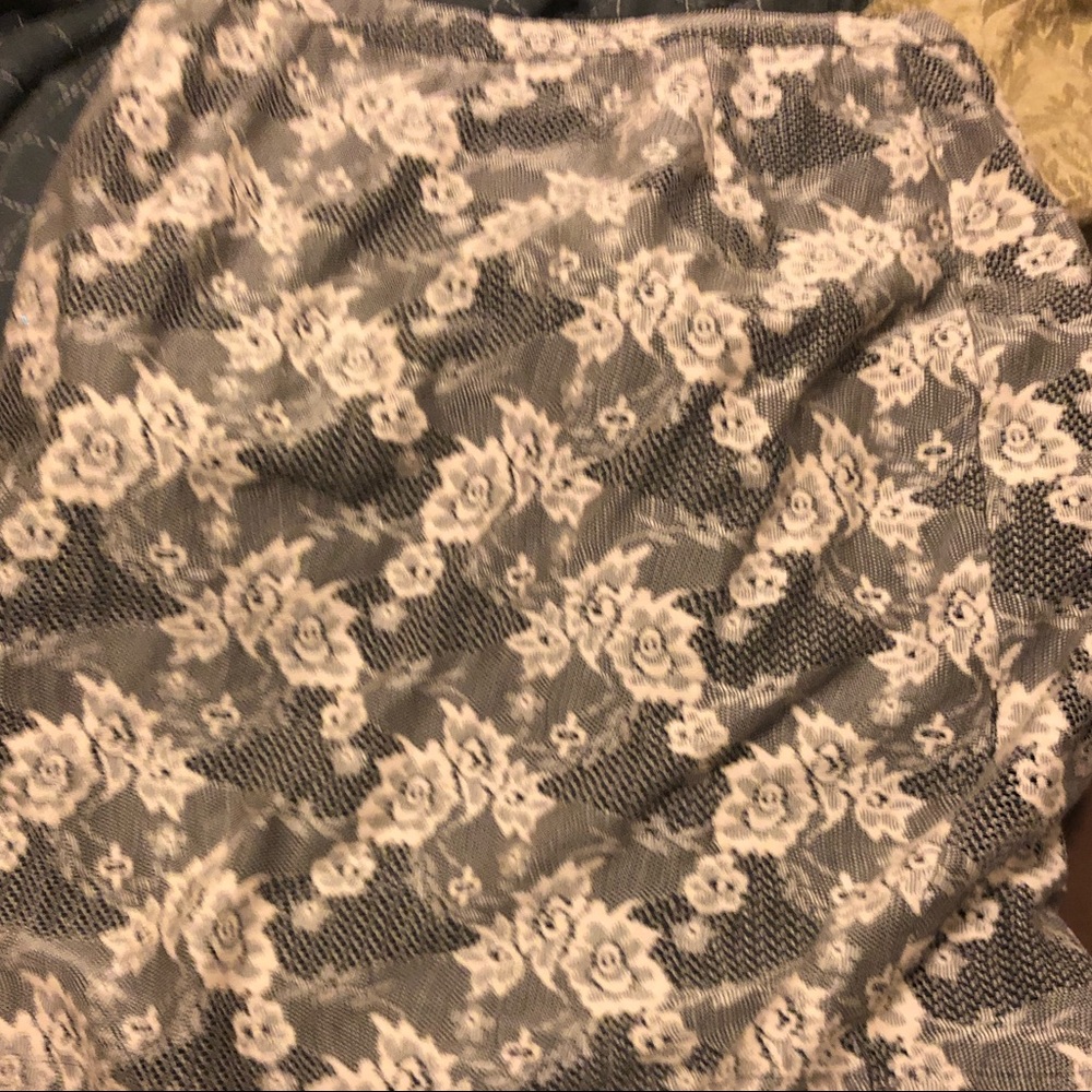 Beautiful black and white sexy lace skirt w slit
